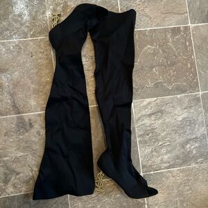 Black Over-the-Knee Open toe MONEY Boots RUNS SMALL